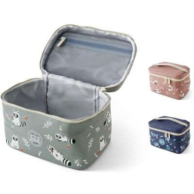 monbento Geïsoleerde lunchtas voor kinderen Frosted Green Wasbeer motief Gepersonaliseerde koeltas voor het vervoer van bento-box of fles, maaltijdaccessoires en monbento Geïsoleerde lunchtas voor kinderen Frosted Green Wasbeer motief Gepersonaliseerde koeltas voor het vervoer van bento-box of fles, maaltijdaccessoires en