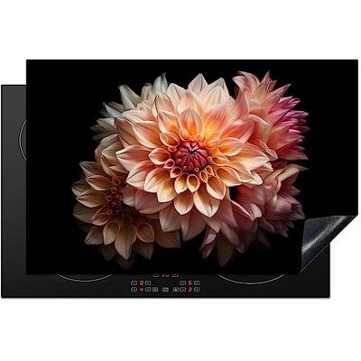 KitchenYeah © Plaatbescherming, inductie, 80,2 x 52,2 cm, decoratie, keuken, bescherming voor werkblad, koken, beschermd, dahlia, bloemen, roze, zwart, botanisch KitchenYeah © Plaatbescherming, inductie, 80,2 x 52,2 cm, decoratie, keuken, bescherming voor werkblad, koken, beschermd, dahlia, bloemen, roze, zwart, botanisch
