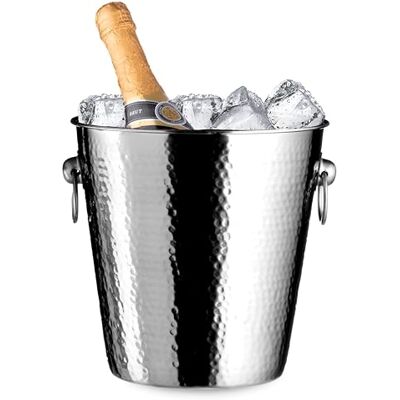 Premier Housewares Champagne-koeler 20 x 22 x 22 cm van roestvrij staal met hamereffect, zilverkleurig, 22 x 22 x 21 cm Premier Housewares Champagne-koeler 20 x 22 x 22 cm van roestvrij staal met hamereffect, zilverkleurig, 22 x 22 x 21 cm