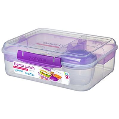 Sistema TO GO Bento-Box, lunchbox met yoghurt-/fruitpot, 1,65 liter, BPA-vrij, verschillende kleuren (verschillend per verpakking), 1 stuk Sistema TO GO Bento-Box, lunchbox met yoghurt-/fruitpot, 1,65 liter, BPA-vrij, verschillende kleuren (verschillend per verpakking), 1 stuk