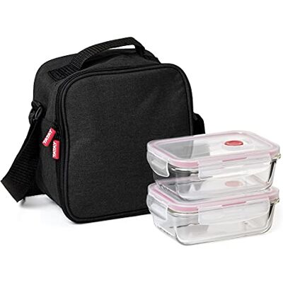 TATAY Koeltas voor lunch, 2 glazen dozen, 0,57 l, 22 x 12 x 21,5 cm TATAY Koeltas voor lunch, 2 glazen dozen, 0,57 l, 22 x 12 x 21,5 cm