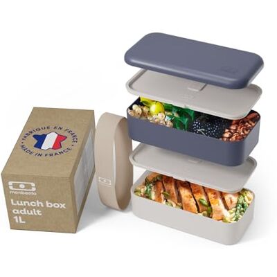 monbento Lunchbox, origineel, zwart/grijs, magnetronbox, luchtdichte lunchbox met 2 etages, ideaal voor werk/picknick, BPA-vrij, gemaakt in Frankrijk, zwart en grijs monbento Lunchbox, origineel, zwart/grijs, magnetronbox, luchtdichte lunchbox met 2 etages, ideaal voor werk/picknick, BPA-vrij, gemaakt in Frankrijk, zwart en grijs