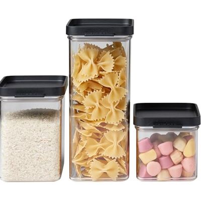 Mepal Omnia 3-delige opbergbox set zwart inhoud 700 ml, 1100 ml en 2000 ml praktische voedseldoos opbergdozen voor keukenkastjes en planken Mepal Omnia 3-delige opbergbox set zwart inhoud 700 ml, 1100 ml en 2000 ml praktische voedseldoos opbergdozen voor keukenkastjes en planken