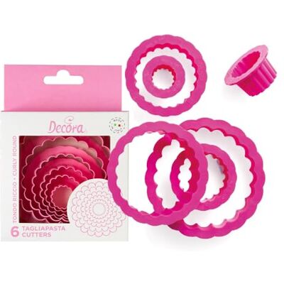 Decora 0255301 6 stuks ronde uitsteekvormpjes van kunststof voor suikerpasta of rubber, gemaakt in Italië, origineel design, 6 stuks Decora 0255301 6 stuks ronde uitsteekvormpjes van kunststof voor suikerpasta of rubber, gemaakt in Italië, origineel design, 6 stuks