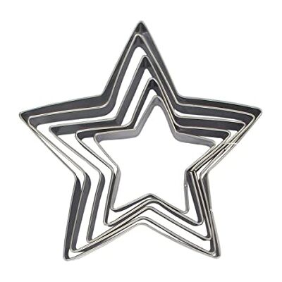 Zenker 44813 5 stuks ster uitsteekvormpjes, set van 5 stervormige pastasnijders, stervormig, roestvrij staal, zilver, 6 12 x 2,5 cm Zenker 44813 5 stuks ster uitsteekvormpjes, set van 5 stervormige pastasnijders, stervormig, roestvrij staal, zilver, 6 12 x 2,5 cm