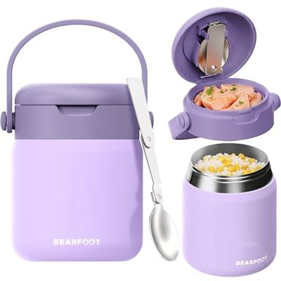BEARFOOT Thermoscontainer voor kinderen, roestvrij staal, 500 ml, BPA-vrij, paars BEARFOOT Thermoscontainer voor kinderen, roestvrij staal, 500 ml, BPA-vrij, paars