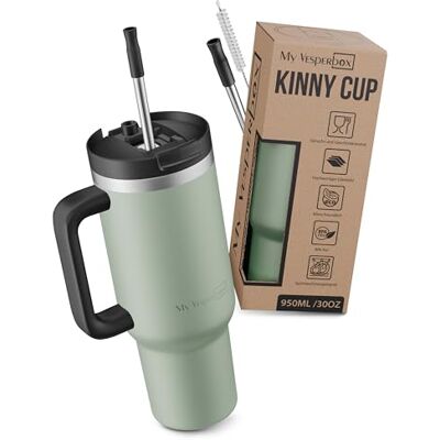 My Vesperbox Kinny Cup Roestvrijstalen thermosbeker met handvat en rietje, 500/950/1200 ml, geïsoleerde beker voor koffie, ijs en dagelijks gebruik, BPA-vrij, lekvrij, vaatwasmachinebestendig My Vesperbox Kinny Cup Roestvrijstalen thermosbeker met handvat en rietje, 500/950/1200 ml, geïsoleerde beker voor koffie, ijs en dagelijks gebruik, BPA-vrij, lekvrij, vaatwasmachinebestendig