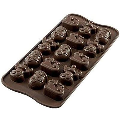silikomart 22.123.77.0065 SCG23 bakvorm voor chocolade, wintermotief, 8 putten, siliconen, bruin silikomart 22.123.77.0065 SCG23 bakvorm voor chocolade, wintermotief, 8 putten, siliconen, bruin