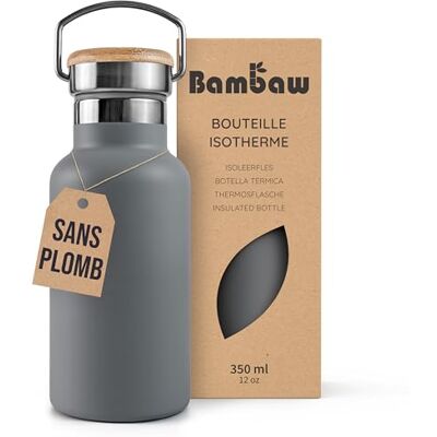 Bambaw Drinkfles, 350 ml, roestvrij staal, kleine thermosfles, zonder kunststof, licht en roestbestendig, met handvat, gemakkelijk te dragen, ideaal voor dagelijks gebruik (antracietgrijs) Bambaw Drinkfles, 350 ml, roestvrij staal, kleine thermosfles, zonder kunststof, licht en roestbestendig, met handvat, gemakkelijk te dragen, ideaal voor dagelijks gebruik (antracietgrijs)