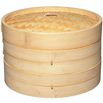 KitchenCraft WORLD OF FLAVORS stoompan, bamboe, beige, 25,5 cm x 16 x 16 cm KitchenCraft WORLD OF FLAVORS stoompan, bamboe, beige, 25,5 cm x 16 x 16 cm