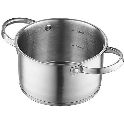 Florina Kookpan van roestvrij staal (1,2 l) 14 cm, kookpan met glazen deksel, 3-laagse bodem, vaatwasmachinebestendig, ideaal voor inductiekookplaat, gasfornuis en elektrische kookplaat Florina Kookpan van roestvrij staal (1,2 l) 14 cm, kookpan met glazen deksel, 3-laagse bodem, vaatwasmachinebestendig, ideaal voor inductiekookplaat, gasfornuis en elektrische kookplaat