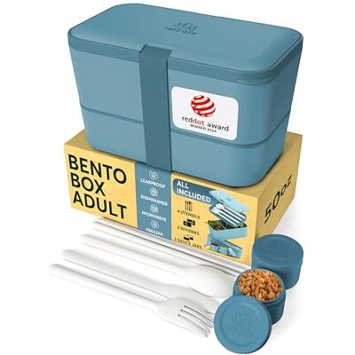 Umami Bento Lunchbox, bestek en 2 sauspotten inbegrepen, Bento Box, magnetronlunchbox, lunchbox voor volwassenen, inbouwbox, 4 vakken, Bento Box, lunchbox Umami Bento Lunchbox, bestek en 2 sauspotten inbegrepen, Bento Box, magnetronlunchbox, lunchbox voor volwassenen, inbouwbox, 4 vakken, Bento Box, lunchbox