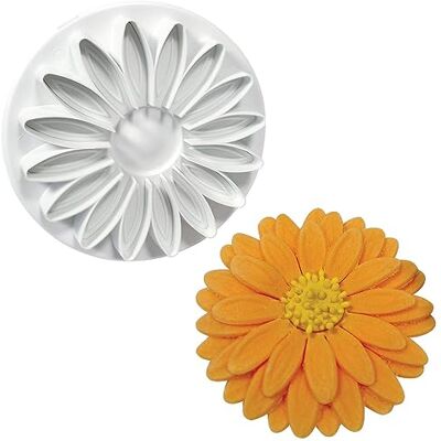 PME Sd616 Geaderde snijder, zonnebloem/madeliefje/gerbera, 85 mm, 18 bloemblaadjes, wit PME Sd616 Geaderde snijder, zonnebloem/madeliefje/gerbera, 85 mm, 18 bloemblaadjes, wit