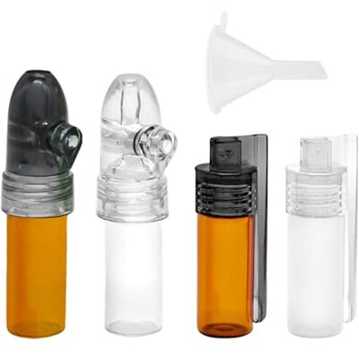 MEMOFYND Set van 4 kruidenflessen met mini-trechter, dispenser fles, draagbare container, keukengerei, bruin MEMOFYND Set van 4 kruidenflessen met mini-trechter, dispenser fles, draagbare container, keukengerei, bruin