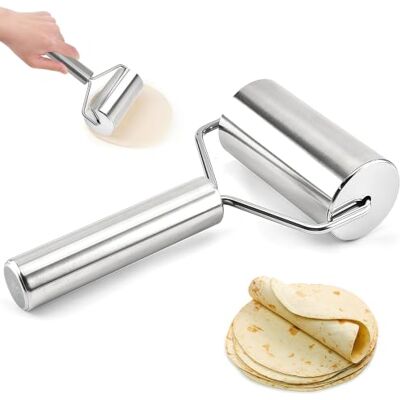 PIKABOOM Deegroller van roestvrij staal, voor pizza en deeg Roestvrij staal, gemakkelijk te reinigen, voor pasta, koekjes, fondant, bakplaten, ergonomische handgreep PIKABOOM Deegroller van roestvrij staal, voor pizza en deeg Roestvrij staal, gemakkelijk te reinigen, voor pasta, koekjes, fondant, bakplaten, ergonomische handgreep