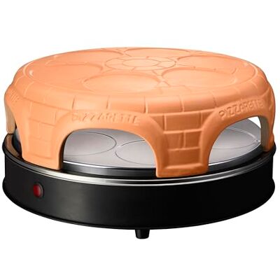 emerio Pizzarette pizzaoven het origineel, handgemaakte terracotta kap, nieuw design PRE-BAKE, voor 11 cm mini-pizza, echt familieplezier voor 6 personen, PO-115848.1 emerio Pizzarette pizzaoven het origineel, handgemaakte terracotta kap, nieuw design PRE-BAKE, voor 11 cm mini-pizza, echt familieplezier voor 6 personen, PO-115848.1