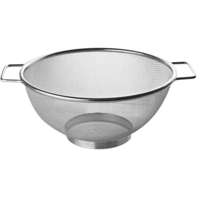 Fackelmann Roestvrijstalen zeef met een diameter van 26 cm, fijnmazige zeef met twee handgrepen, vaatwasmachinebestendig, zilverkleurig Fackelmann Roestvrijstalen zeef met een diameter van 26 cm, fijnmazige zeef met twee handgrepen, vaatwasmachinebestendig, zilverkleurig