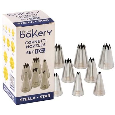 Decora 0263485 spuitmonden, 10 stuks, roestvrij staal, zilverkleurig Decora 0263485 spuitmonden, 10 stuks, roestvrij staal, zilverkleurig