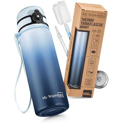 My Vesperbox Lekvrije roestvrijstalen thermosfles Met rietje of zeef 400 ml, 600 ml BPA-vrij Voor kleuterschool, school (blauw kleurverloop 600 ml) My Vesperbox Lekvrije roestvrijstalen thermosfles Met rietje of zeef 400 ml, 600 ml BPA-vrij Voor kleuterschool, school (blauw kleurverloop 600 ml)