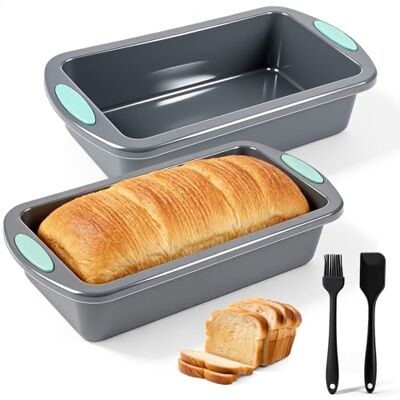 fuxunamz Set van 2 siliconen broodvormen, 1 borstel + 1 spatel, 28 x 15 x 6,5 cm, rechthoekig, donkergrijs, voor cake, brood, brownies fuxunamz Set van 2 siliconen broodvormen, 1 borstel + 1 spatel, 28 x 15 x 6,5 cm, rechthoekig, donkergrijs, voor cake, brood, brownies