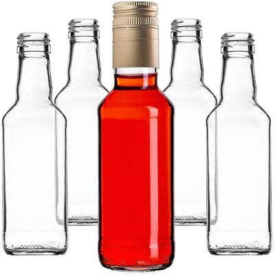 KADAX Set van 50 glazen flessen om te vullen, 200 ml, lege likeurflessen met schroefsluiting, flessen voor likeuren, sterke drank (goud) KADAX Set van 50 glazen flessen om te vullen, 200 ml, lege likeurflessen met schroefsluiting, flessen voor likeuren, sterke drank (goud)