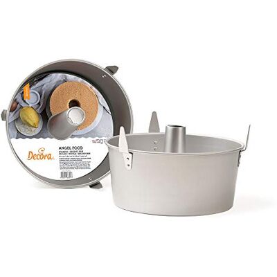 Decora , 0062650 professionele bakvorm, Ø 25 x 11 cm, voor het maken van Angel Food of cake, van geanodiseerd aluminium, zonder soldeerpunten, professioneel design, zilver Decora , 0062650 professionele bakvorm, Ø 25 x 11 cm, voor het maken van Angel Food of cake, van geanodiseerd aluminium, zonder soldeerpunten, professioneel design, zilver
