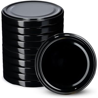 KADAX Schroefdeksels fi 100 mm 10 stuks zwart metaal twist-off met luchtdichte afdichting, herbruikbare reservedeksels voor potten en glazen potten KADAX Schroefdeksels fi 100 mm 10 stuks zwart metaal twist-off met luchtdichte afdichting, herbruikbare reservedeksels voor potten en glazen potten