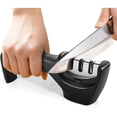 JANREAY messenslijper, professionele handmatige slijper met 3 niveaus keramische steen, wolfraamcarbide, diamantslijpstenen, keukenmessen, accessoires JANREAY messenslijper, professionele handmatige slijper met 3 niveaus keramische steen, wolfraamcarbide, diamantslijpstenen, keukenmessen, accessoires