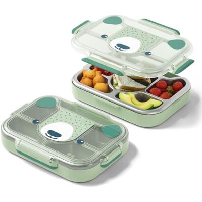 monbento Wonder Green Bear lunchbox voor kinderen Lunchbox voor kinderen Roestvrijstalen dienblad met transparant deksel Perfect voor picknicks Zonder monbento Wonder Green Bear lunchbox voor kinderen Lunchbox voor kinderen Roestvrijstalen dienblad met transparant deksel Perfect voor picknicks Zonder