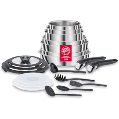 Lagostina Ingenio Inox inductiekook- en pannenset, roestvrij staal 18/10, grijs Lagostina Ingenio Inox inductiekook- en pannenset, roestvrij staal 18/10, grijs