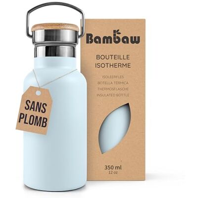 Bambaw Drinkfles, 350 ml, roestvrij staal, dubbelwandige thermosfles en met handvat, geïsoleerde fietsfles, licht, waterdicht en compatibel met bekerhouders, perfect voor sport (Nordic Blue) Bambaw Drinkfles, 350 ml, roestvrij staal, dubbelwandige thermosfles en met handvat, geïsoleerde fietsfles, licht, waterdicht en compatibel met bekerhouders, perfect voor sport (Nordic Blue)