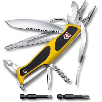 Victorinox Taschenmesser Ranger Grip Boatsman (22 functies, één hand, combi-kant), geel/zwart Victorinox Taschenmesser Ranger Grip Boatsman (22 functies, één hand, combi-kant), geel/zwart