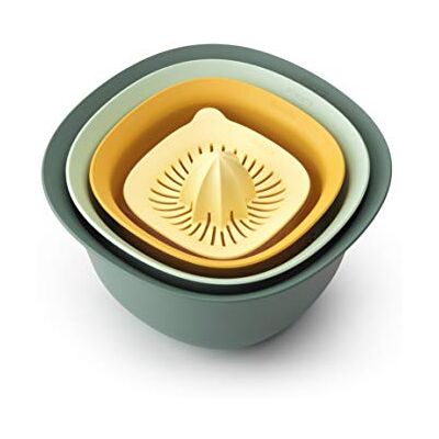 Brabantia Set keukenkommen, 1,5 l en 3,2 l, zeef, citruspers plus maatbeker verschillende kleuren Brabantia Set keukenkommen, 1,5 l en 3,2 l, zeef, citruspers plus maatbeker verschillende kleuren
