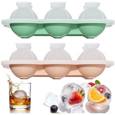 Zuuyye Set van 2 ijsblokjesvormen van siliconen, ronde ijsblokjesvorm, groot, herbruikbare ijsblokjesvorm, rond en BPA-vrij, voor bier, whisky, cocktails Zuuyye Set van 2 ijsblokjesvormen van siliconen, ronde ijsblokjesvorm, groot, herbruikbare ijsblokjesvorm, rond en BPA-vrij, voor bier, whisky, cocktails