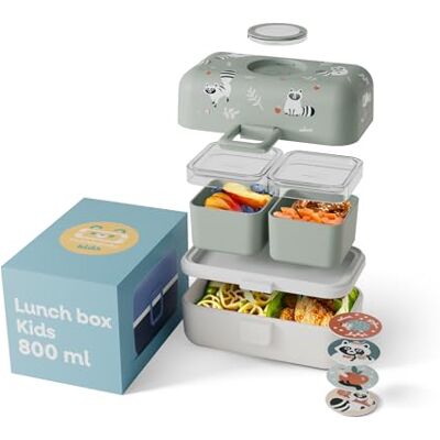 monbento MB Tresor Green Raccoon Lunchbox voor kinderen, lunchbox en/of snackbox met 3 vakken, ideaal voor school/park, BPA-vrij, duurzaam en veilig, groen monbento MB Tresor Green Raccoon Lunchbox voor kinderen, lunchbox en/of snackbox met 3 vakken, ideaal voor school/park, BPA-vrij, duurzaam en veilig, groen