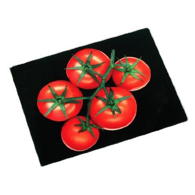 Premier Housewares 1203468 snijplank van glas, zwart/tomaten Premier Housewares 1203468 snijplank van glas, zwart/tomaten