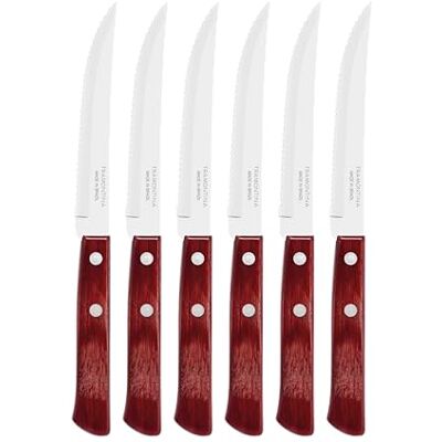 Tramontina Domestic by Mäser, serie Polywood steakmessen, 6-delig, 21 cm, roestvrij staal Tramontina Domestic by Mäser, serie Polywood steakmessen, 6-delig, 21 cm, roestvrij staal