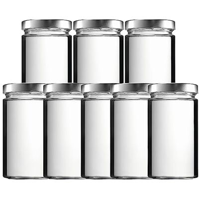 mikken Set van 8 glazen voorraadpotten 700 ml met schroefdeksel PVC-vrij met trechter mikken Set van 8 glazen voorraadpotten 700 ml met schroefdeksel PVC-vrij met trechter