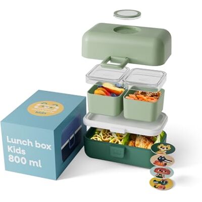 monbento MB Tresor Green Forest Lunchbox voor kinderen, lunchbox en/of snackbox met 3 vakken, ideaal voor school/park, BPA-vrij, duurzaam en veilig, groen monbento MB Tresor Green Forest Lunchbox voor kinderen, lunchbox en/of snackbox met 3 vakken, ideaal voor school/park, BPA-vrij, duurzaam en veilig, groen