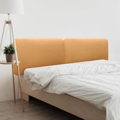 DHOME Gestoffeerd hoofdeinde, glad, afgerond, kunstleer, met poten, akoestisch, absorberend, voor slaapkamer (goud, 220 cm, dubbel) DHOME Gestoffeerd hoofdeinde, glad, afgerond, kunstleer, met poten, akoestisch, absorberend, voor slaapkamer (goud, 220 cm, dubbel)