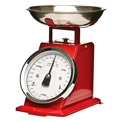 Premier Housewares Retro keukenweegschaal roestvrij staal met kom en kom 3 kg rood Premier Housewares Retro keukenweegschaal roestvrij staal met kom en kom 3 kg rood