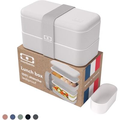 monbento Bento box MB Original Coton Lunchtrommel met compartimenten Lekvrije luchbox met 2 lagen Ideaal voor Werk/School Vrij van BPA Duurzaam en Veilig Made In France Grijs monbento Bento box MB Original Coton Lunchtrommel met compartimenten Lekvrije luchbox met 2 lagen Ideaal voor Werk/School Vrij van BPA Duurzaam en Veilig Made In France Grijs
