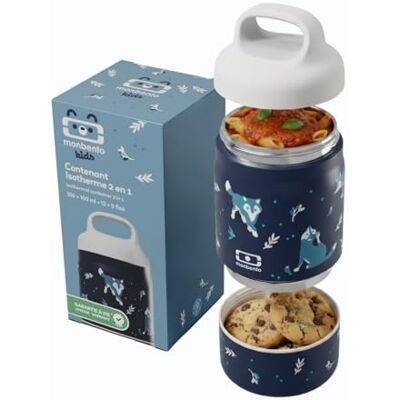monbento Thermische lunchbox voor kinderen, koala, blauw, 500 ml, 2 niveaus, Bento van roestvrij staal, 2-in-1, houdt warm en koud, BPA-vrij, perfect voor school en monbento Thermische lunchbox voor kinderen, koala, blauw, 500 ml, 2 niveaus, Bento van roestvrij staal, 2-in-1, houdt warm en koud, BPA-vrij, perfect voor school en