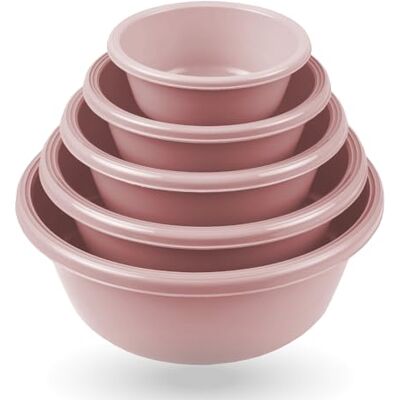 Pro Home Set van 5 slakommen (700 ml 6 l) roze mengkom voorraadkom vaatwasmachinebestendig (diameter 16 cm Ø 32 cm) stapelbare voedselcontainers Pro Home Set van 5 slakommen (700 ml 6 l) roze mengkom voorraadkom vaatwasmachinebestendig (diameter 16 cm Ø 32 cm) stapelbare voedselcontainers