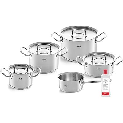 Fissler Original Profi Collection Set van 5 roestvrijstalen pannen met metalen deksel en roestvrijstalen verzorging voor inductie Fissler Original Profi Collection Set van 5 roestvrijstalen pannen met metalen deksel en roestvrijstalen verzorging voor inductie