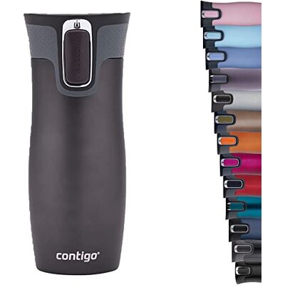 Contigo West Loop Autoseal Travel, thermo-roestvrij staal, vacuümfles, waterdichte beker, koffiemok met deksel, gemakkelijk te reinigen, BPA-vrij, uniseks, voor volwassenen, grijs (gunmetal), 470 ml Contigo West Loop Autoseal Travel, thermo-roestvrij staal, vacuümfles, waterdichte beker, koffiemok met deksel, gemakkelijk te reinigen, BPA-vrij, uniseks, voor volwassenen, grijs (gunmetal), 470 ml