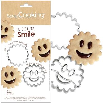 ScrapCooking 2 "Smile" koekjessnijders Smile uitsteekvormpjes van roestvrij staal Bakvormen set voor kleine cakes Chocolade zandkoekjestaartjes Accessoires voor gebak voor kinderen 2112 ScrapCooking 2 "Smile" koekjessnijders Smile uitsteekvormpjes van roestvrij staal Bakvormen set voor kleine cakes Chocolade zandkoekjestaartjes Accessoires voor gebak voor kinderen 2112