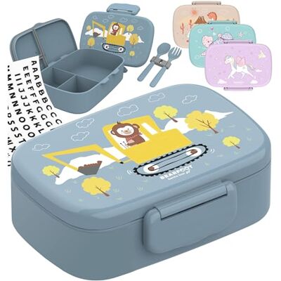 BEARFOOT Lunchbox voor kinderen met vakken, BPA-vrij, voor meisjes en jongens, 100% waterdicht, voor kleuterschool, school (gravende aap) BEARFOOT Lunchbox voor kinderen met vakken, BPA-vrij, voor meisjes en jongens, 100% waterdicht, voor kleuterschool, school (gravende aap)