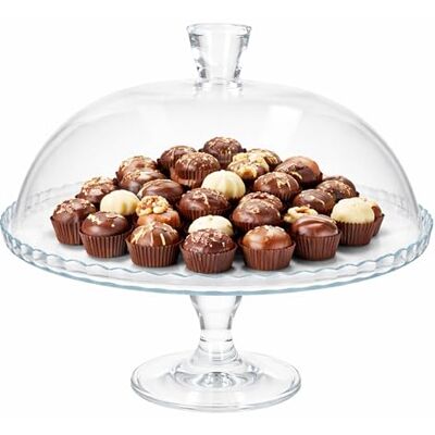 MamboCat Staande taartschaal met deksel, Ø 32 cm, glazen taartplateau met glazen bel, serveerschaal voor taarten, cake, voorgerechten, kaas en gebak, borden van MamboCat Staande taartschaal met deksel, Ø 32 cm, glazen taartplateau met glazen bel, serveerschaal voor taarten, cake, voorgerechten, kaas en gebak, borden van