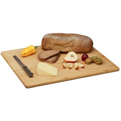 Relaxdays Snijplank, bamboe, antibacterieel, sapgreep, werkblad, keuken, 2 x 56,5 x 50 cm, naturel Relaxdays Snijplank, bamboe, antibacterieel, sapgreep, werkblad, keuken, 2 x 56,5 x 50 cm, naturel